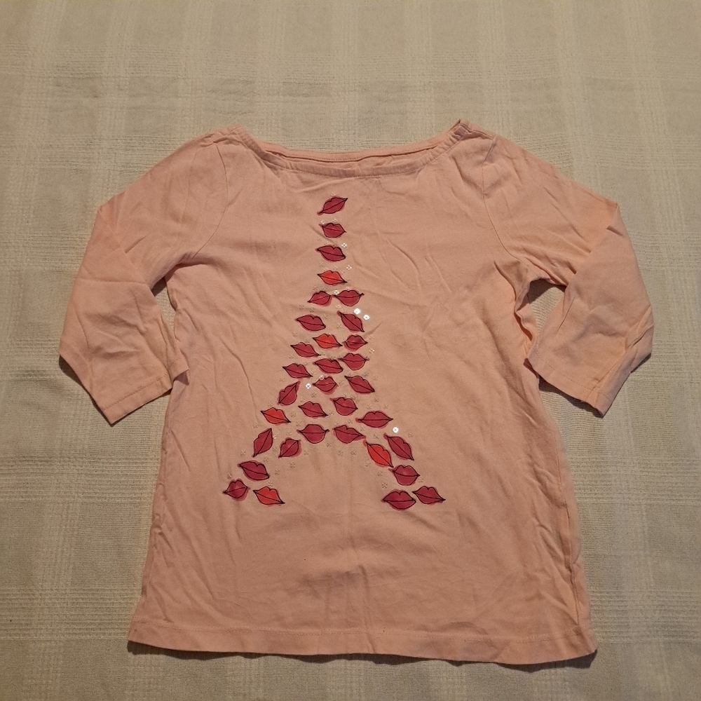 Crazy 8 girls size large or 10/12 pink top 3/4 sleeves